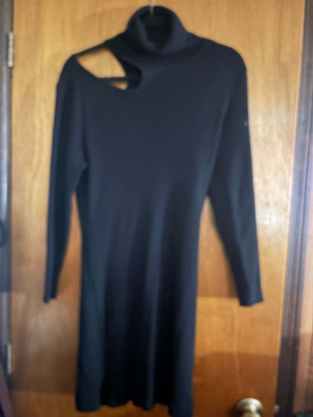 Venus Ribbed Sweater Dress Size XL Black Cutout Turtleneck Long Sleeve